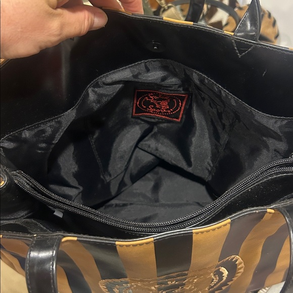 Carlos Falchi Sport Black and Gold Striped Tote Bag vintage 90’s - Picture 9 of 15
